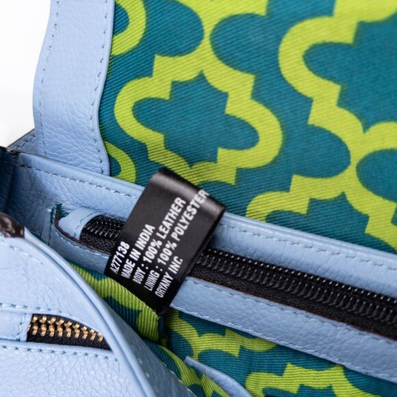 Oryany Amanda Italian Leather Saddle Bag Light Blue NWOT Crossbody - Picture 9 of 12